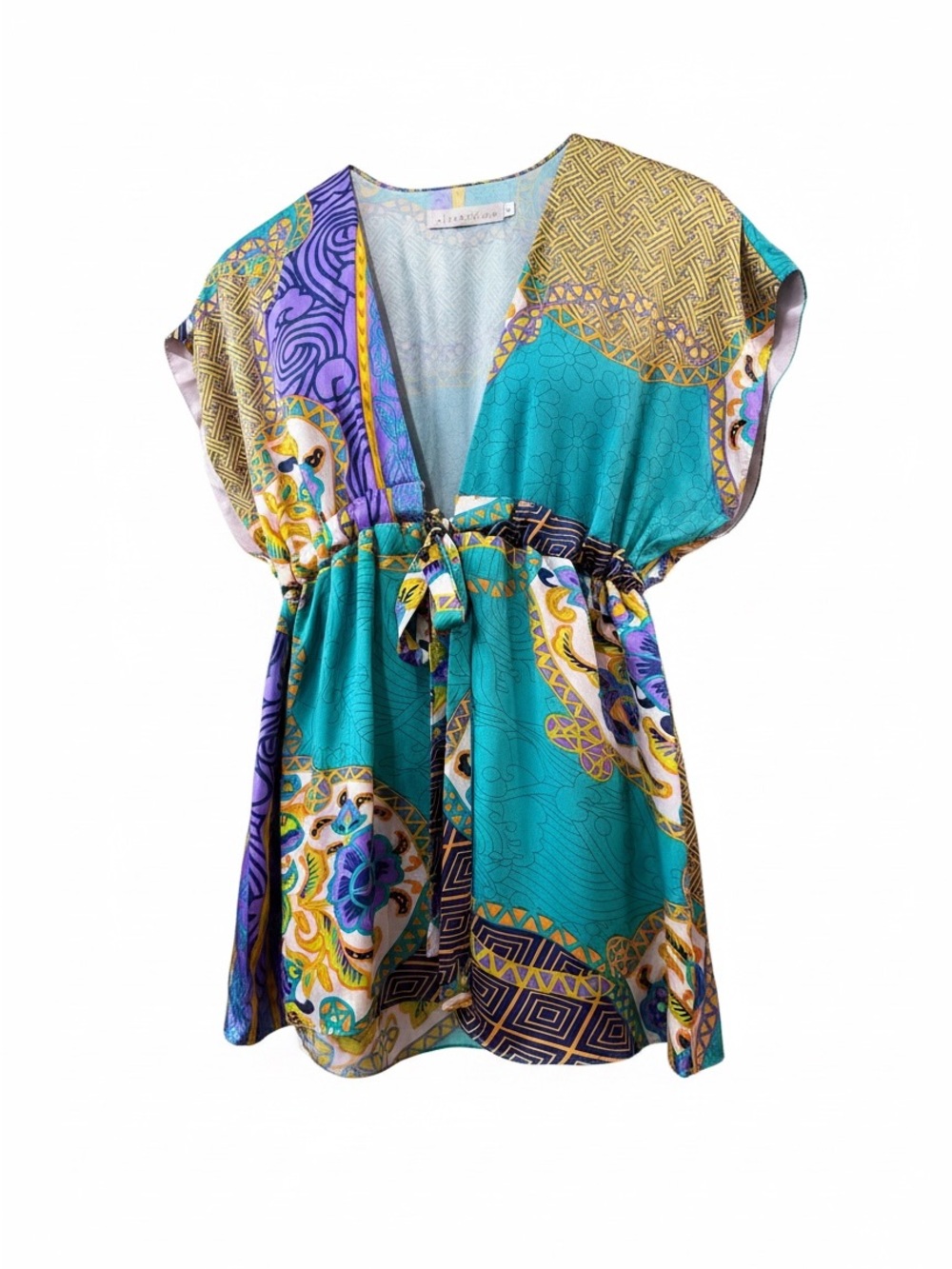 Alice & Trixie 100% Silk Tie Front Boho Blouse